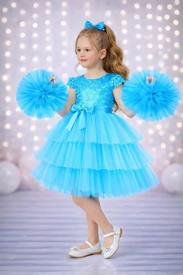 Детское платье для девочек с пайетками Party Rumi Kids, Blue