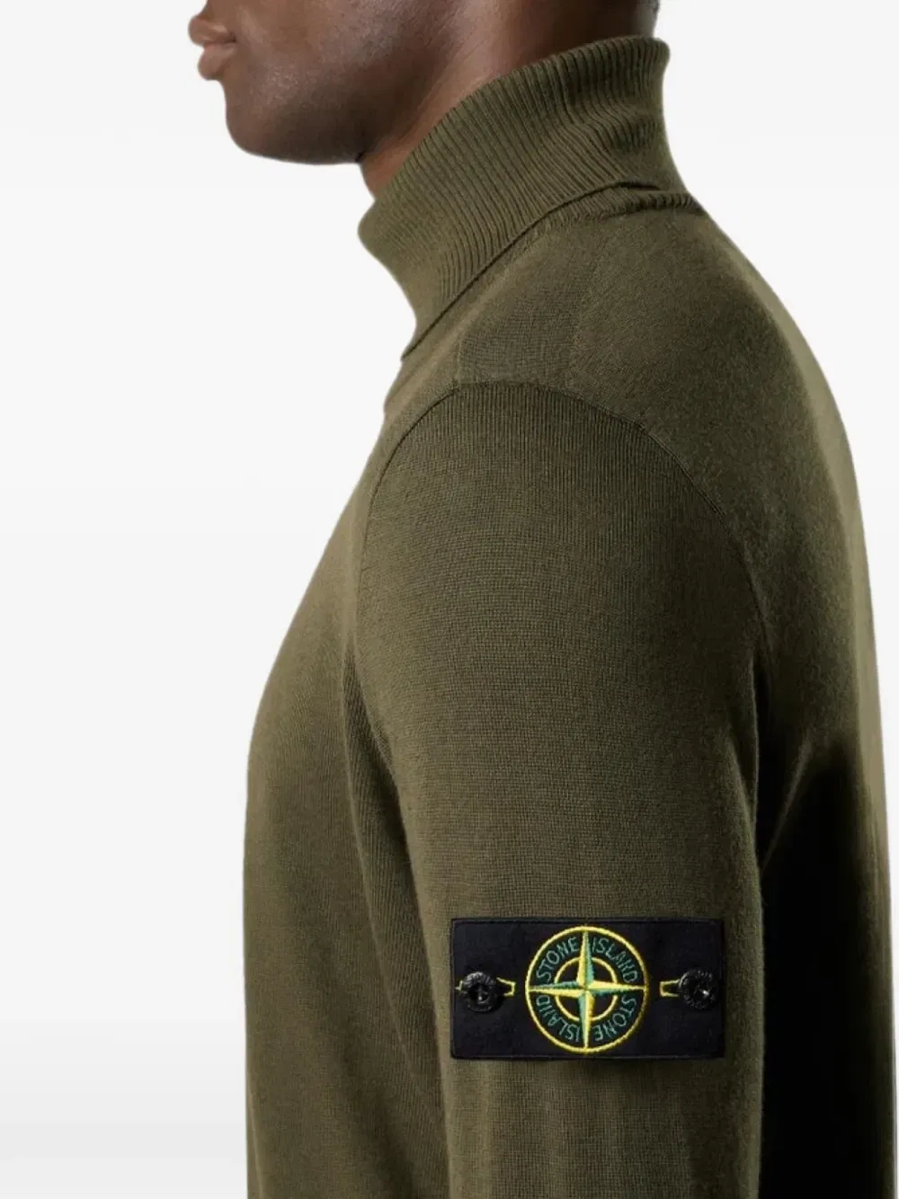Свитер с высоким воротом с нашивкой-логотипом Stone Island, зеленый — фото 4