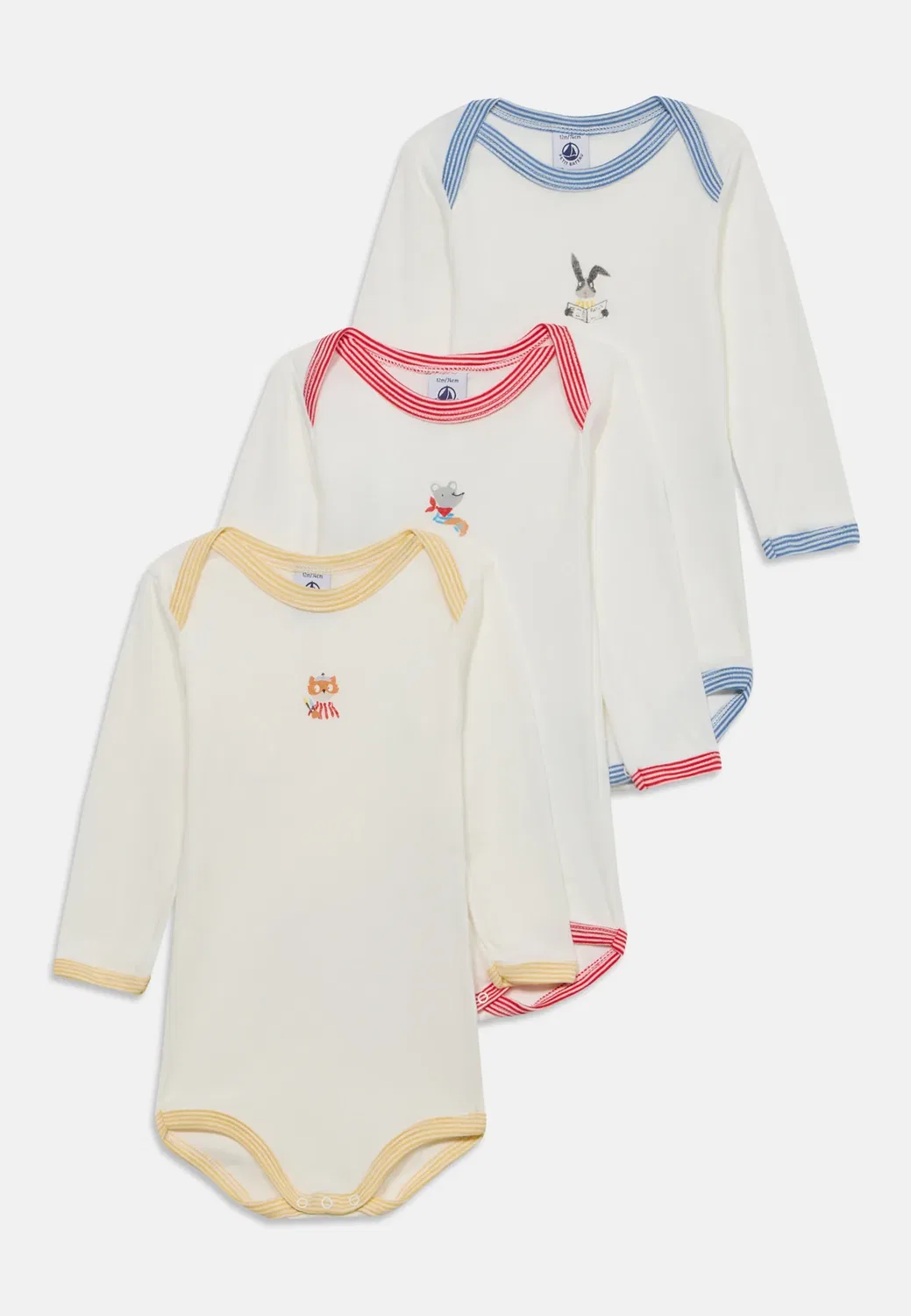 Bebe debout 3 pack унисекс - боди Petit Bateau, White