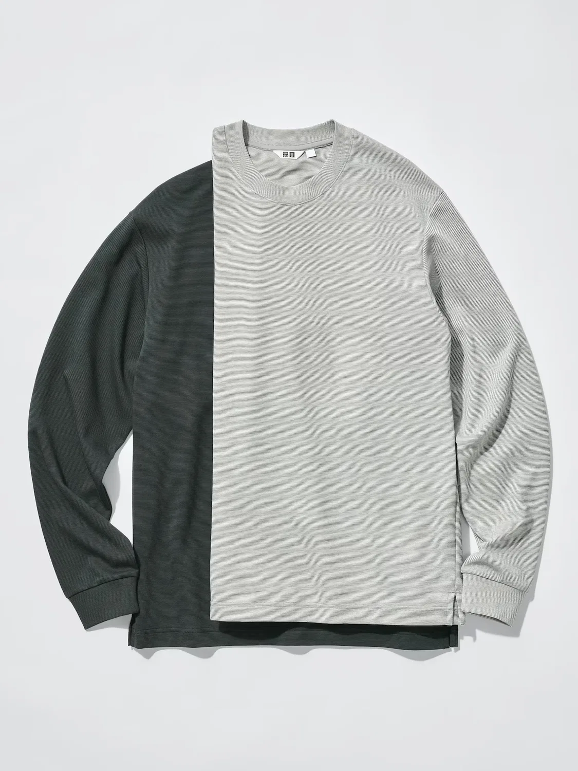 Футболка с длинным рукавом Uniqlo U airism, в полоску, фиолетовый — фото 3