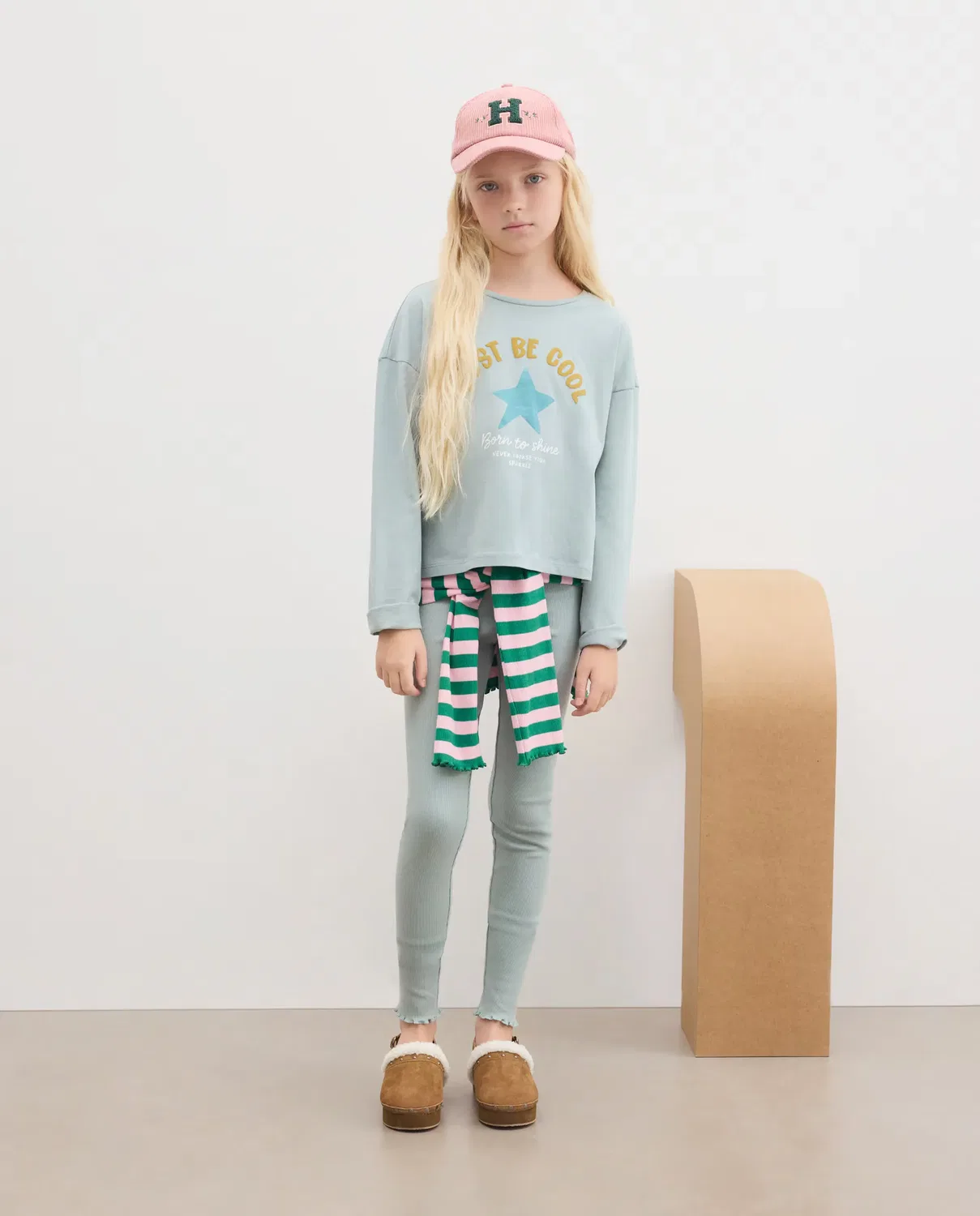 Детские леггинсы для девочек ребристые Kids El Corte Inglés, Verde