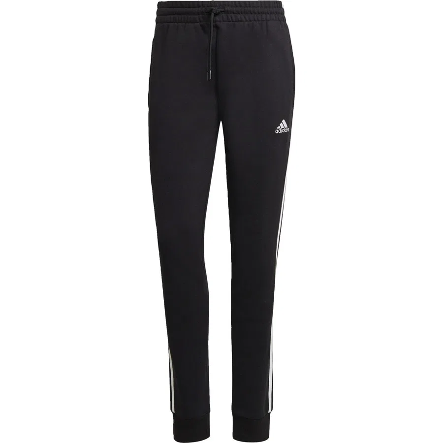 Женские спортивные брюки с манжетами, модель Essentials 3-Stripes, adidas, Черно-белый — фото 4