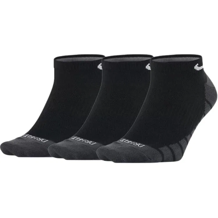 Детские носки-невидимки с принтом 3 пары Nike, Black/Charcoal Gray/White