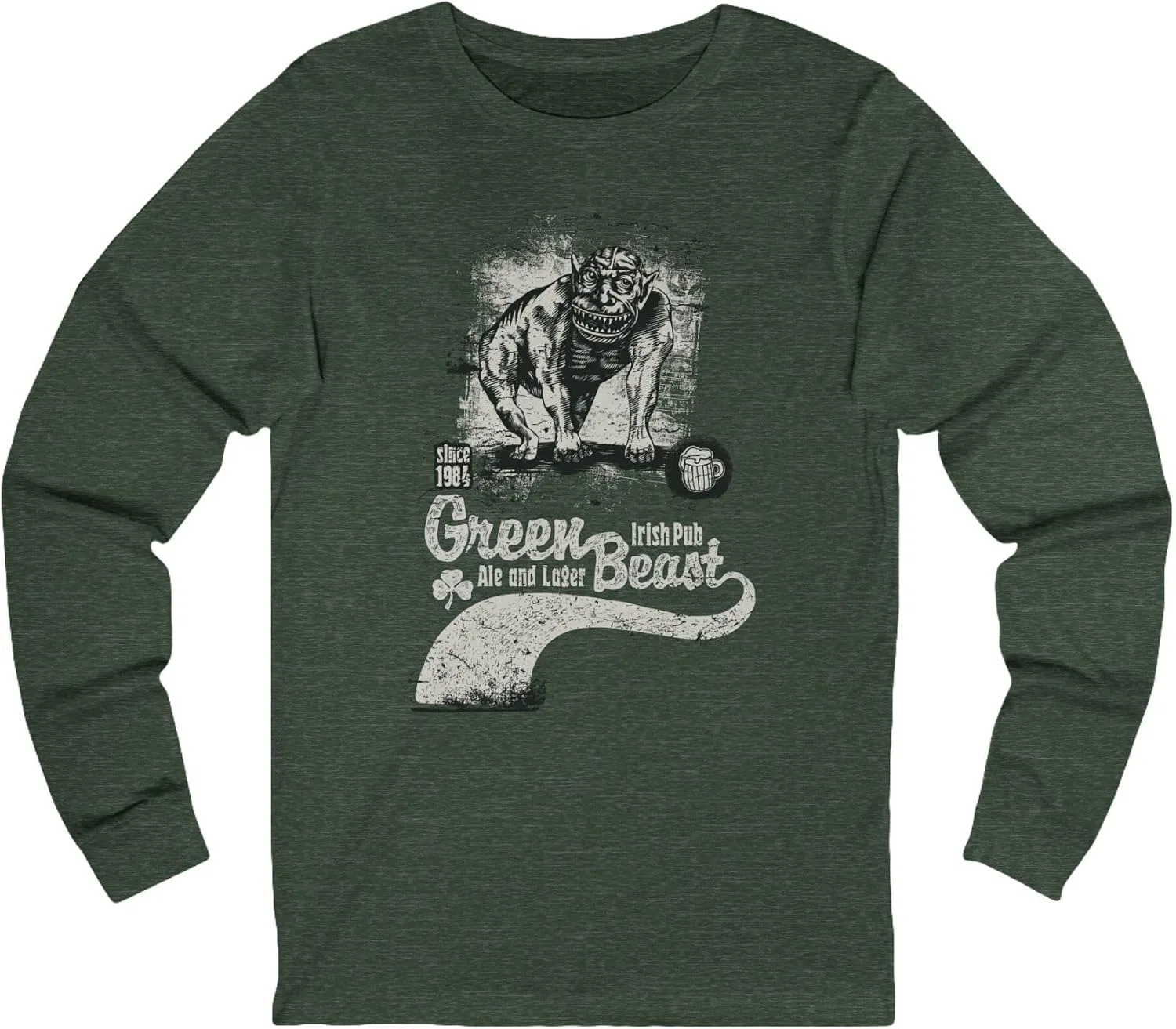 Унисекс футболка с длинным рукавом Green Beast, Heather Forest
