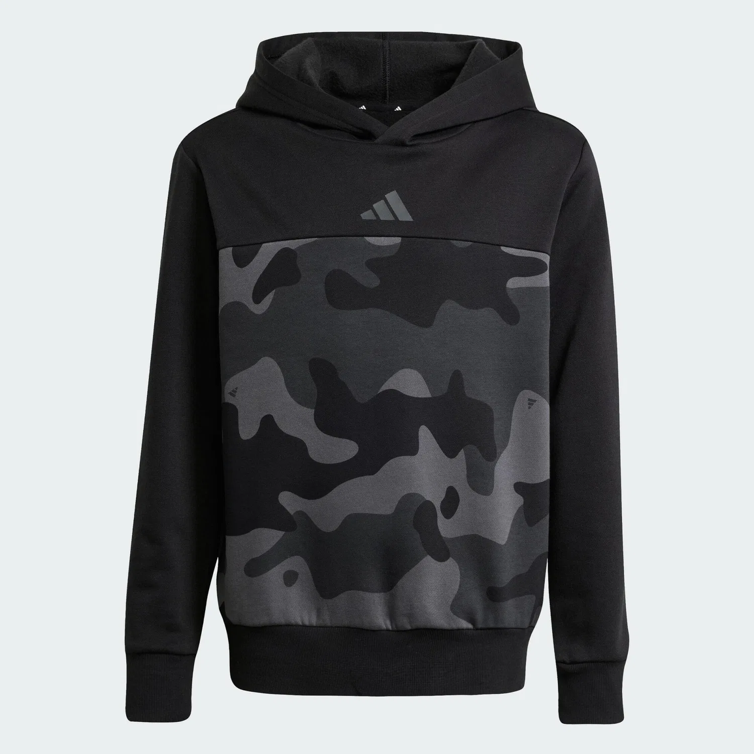 Детское худи с камуфляжным принтом Seasonal Essentials Camouflage-Print Fleece-Hoodie Kinder Adidas, Schwarz Weiss — фото 2