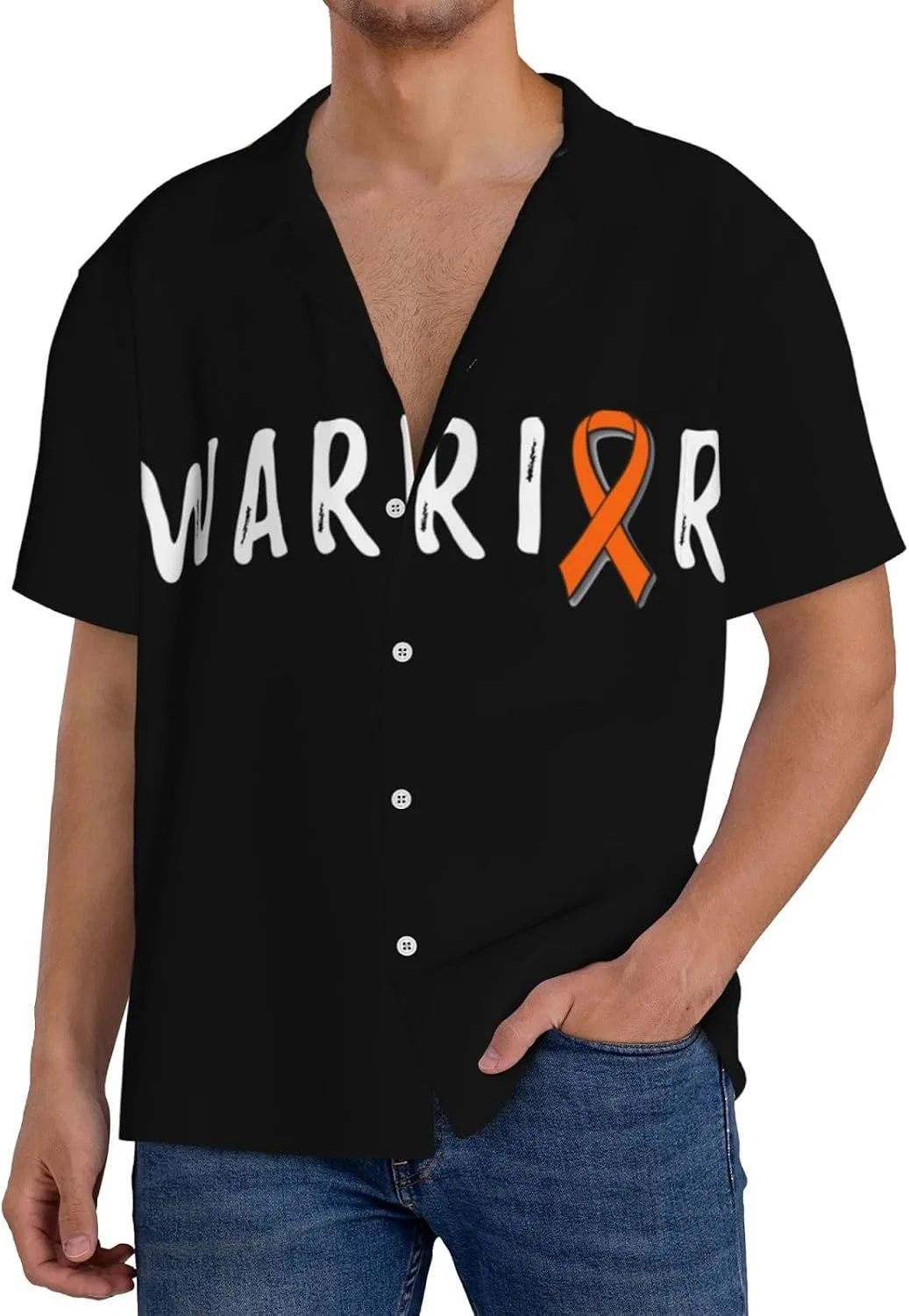 Мужская свободная рубашка с коротким рукавом Cuba Collar Warrior, Black
