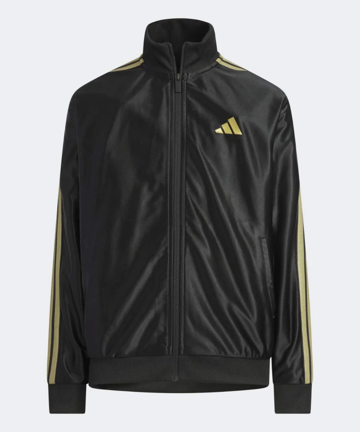 Детская куртка-джерси свободного кроя с металлическими полосками Adidas STADIUM GOLD, Black/Gold