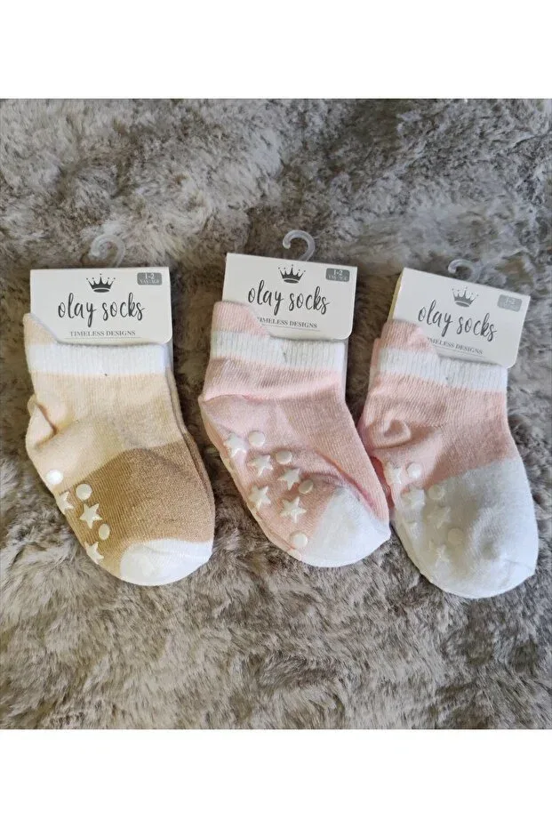 Детский набор носков для малышей Basics Olay Socks, Open Pembe-Pembe-Bej — фото 4