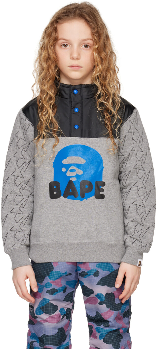 

Детская серая толстовка STA Quilting Ape Head BAPE, Серый, Детская серая толстовка STA Quilting Ape Head BAPE