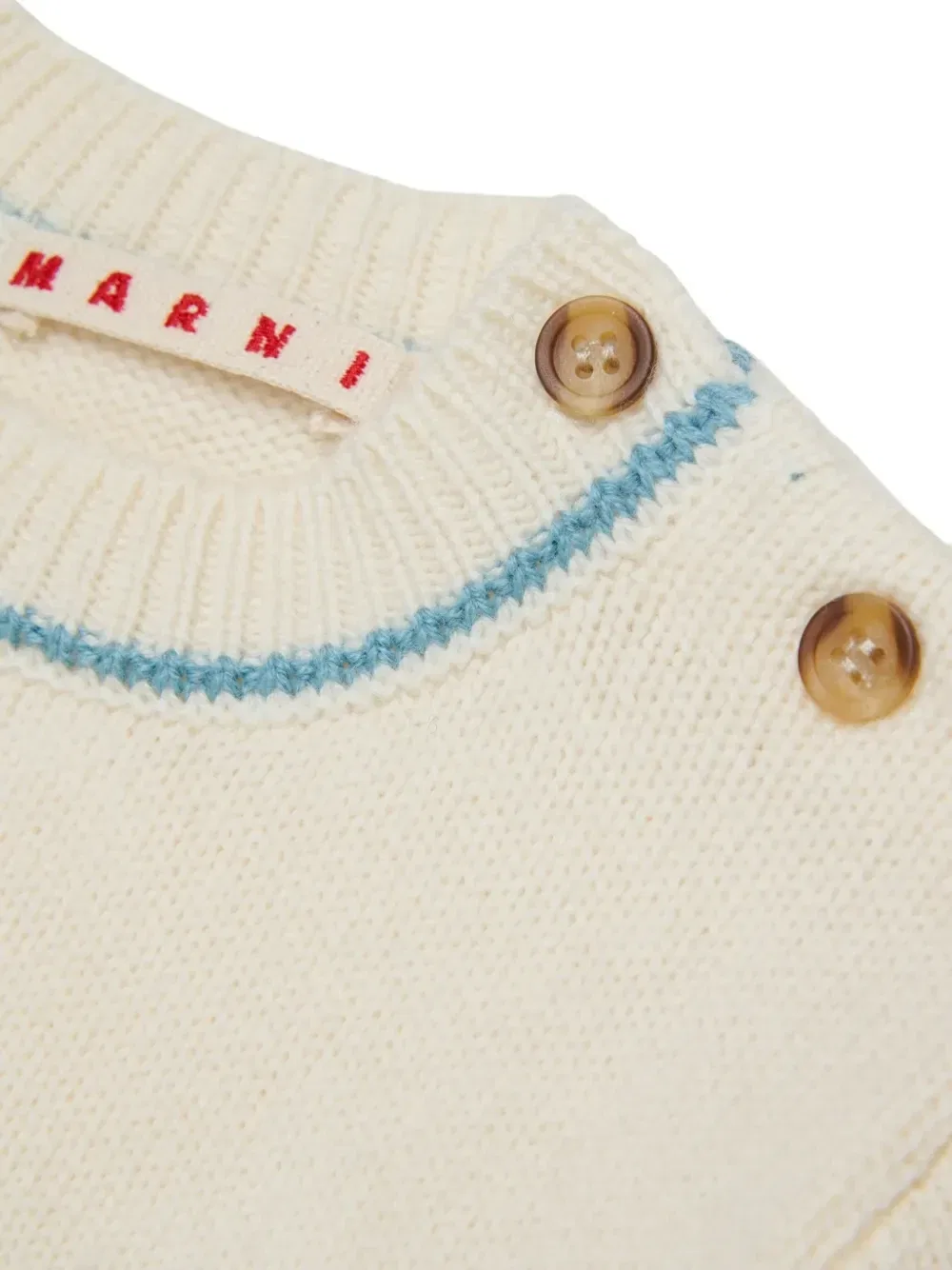 Джемпер с вышитым логотипом Marni Kids, бежевый — фото 4