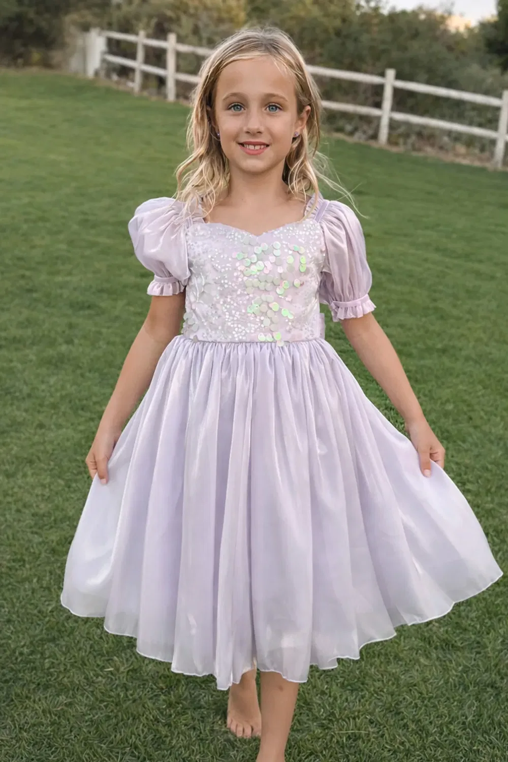 Детское платье для девочек с жемчугом Seraphina Sea Pearl Party Girl Lilly + Bo, Purple