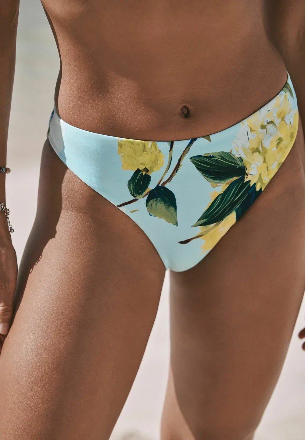 Стандартные плавки от бикини с высоким вырезом - плавки от бикини Next, Aqua Blue Lime Green Floral