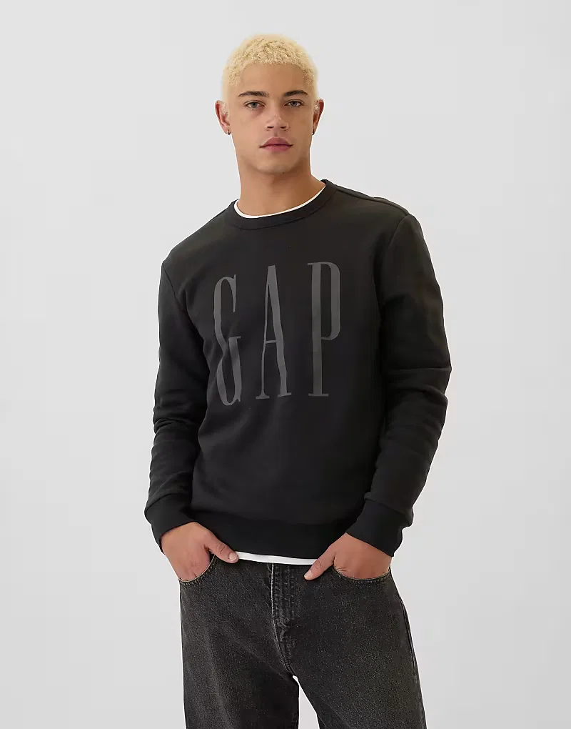 Топ и свитер GAP с логотипом в тон, черный