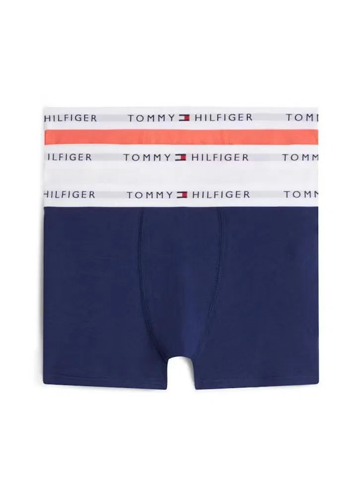 Трусы-боксеры с логотипом на поясе, комплект из 3 штук, Tommy Hilfiger, серый меланж