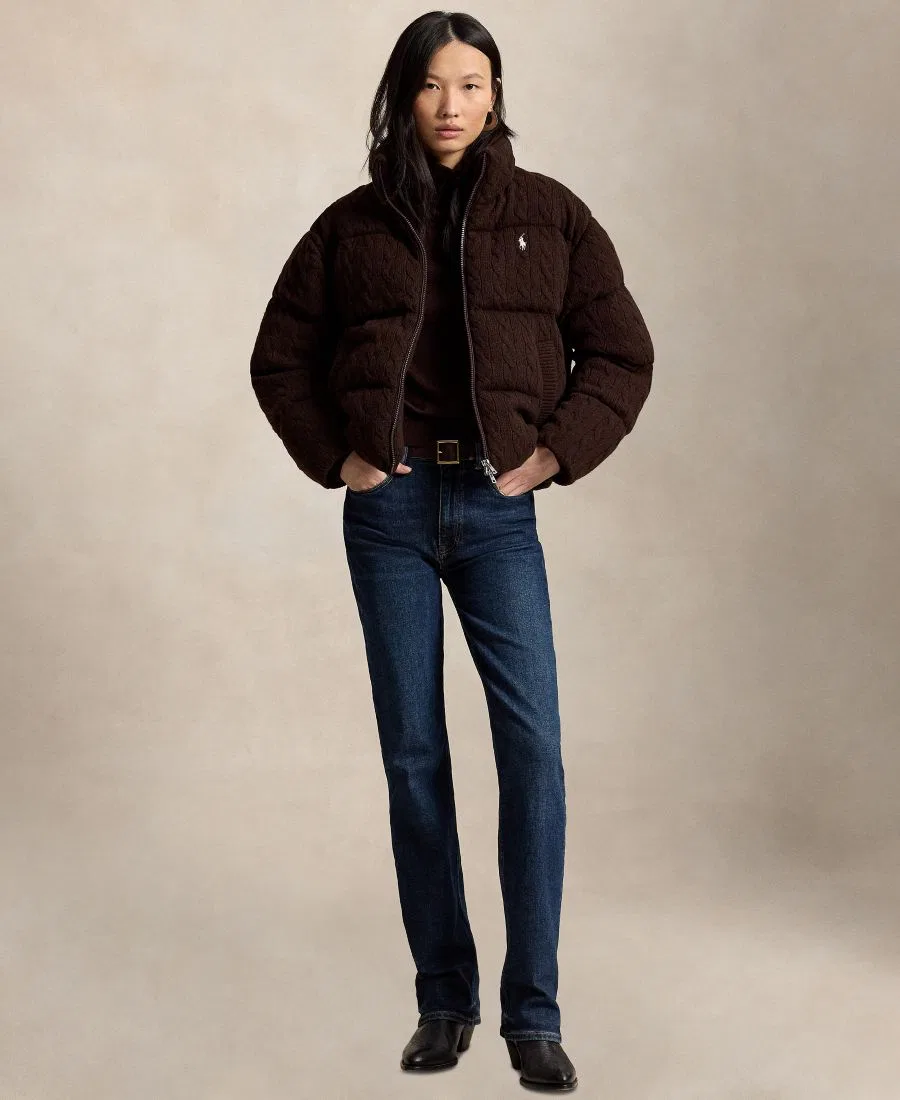 Пуховик с воротником-стойкой, с длинным рукавом Polo Ralph Lauren, Walnut Brown Melange — фото 2