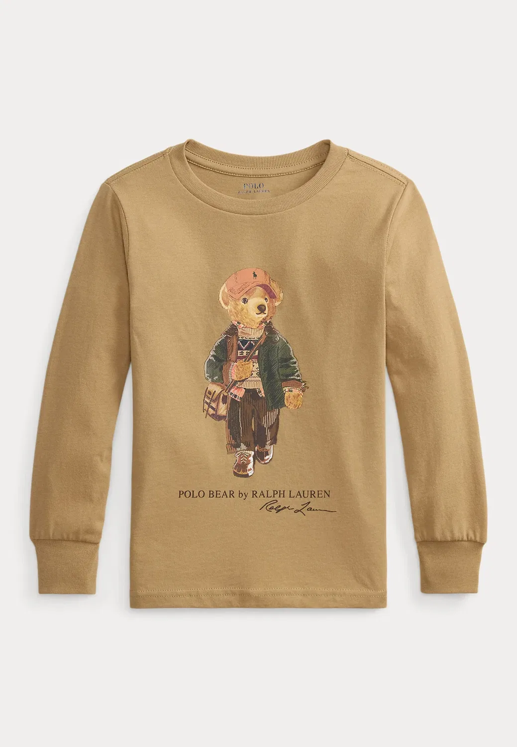 Хлопковая футболка с длинными рукавами Polo Bear, размер 2-6 лет Polo Ralph Lauren, Camel — фото 3