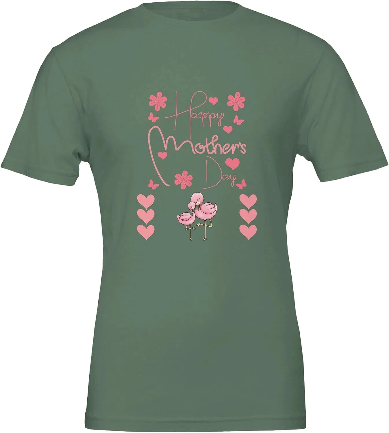 Женская футболка с круглым вырезом из хлопка, Military Green