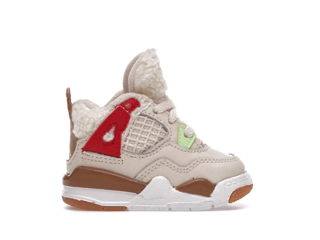 Детские кроссовки Lifestyle с принтом Where the Wild Things Are Jordan 4 Retro Jordan, Pearl White/Dark Driftwood-Gym Red