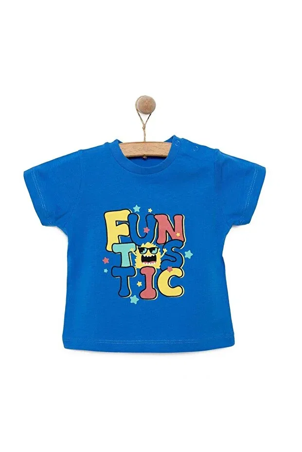 Детская футболка для мальчиков с принтом Hellobaby basic men's text printed Ebebek Hello Baby, Blue