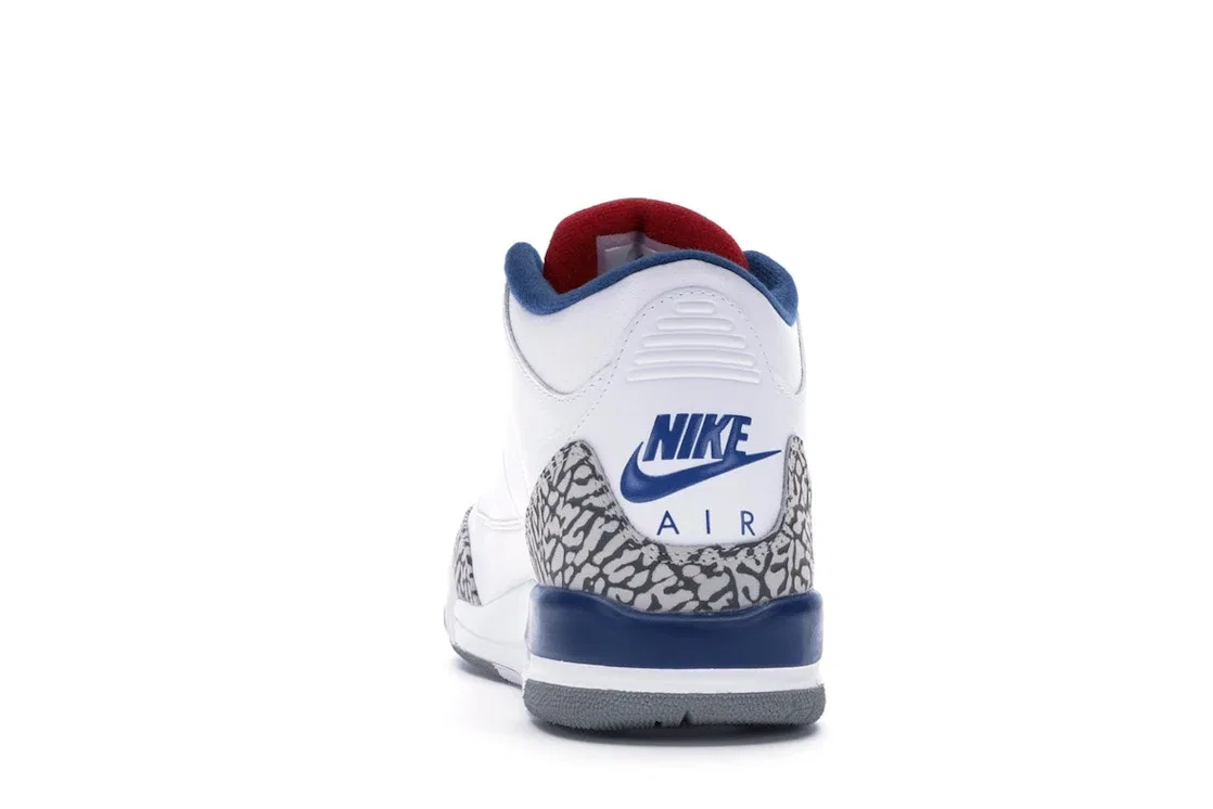 Детские кроссовки Lifestyle белые с отделкой Jordan 3 Retro, White/True Blue-Varsity Red — фото 4