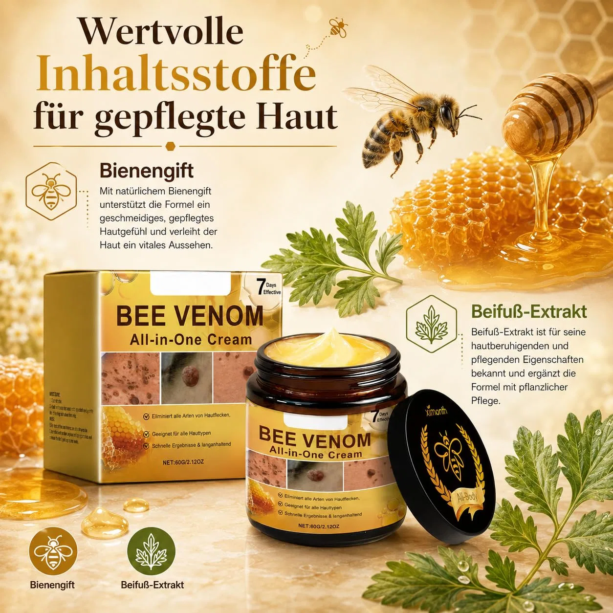 Крем для тела Bee Venom, SNOCKOO, 60 г, упаковка 2 шт. — фото 4