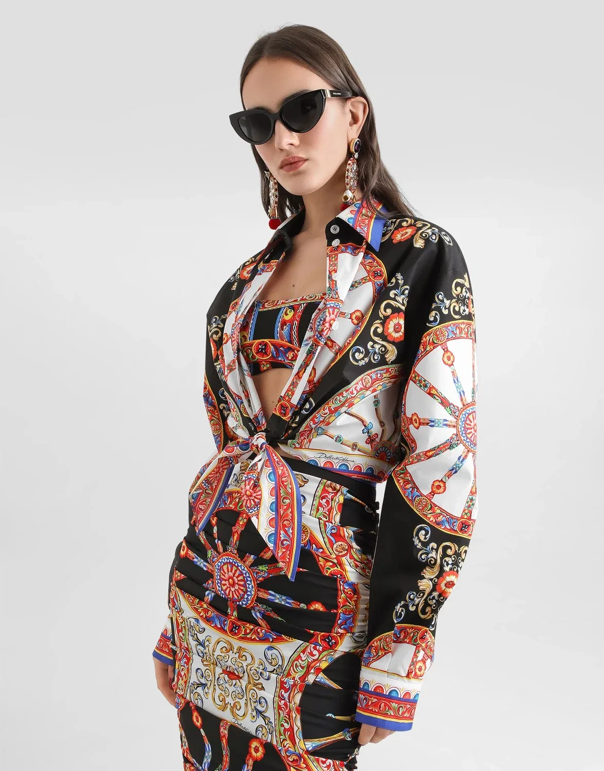 Топ из вискозного джерси с принтом Carretto DOLCE & GABBANA, бежевый — фото 4