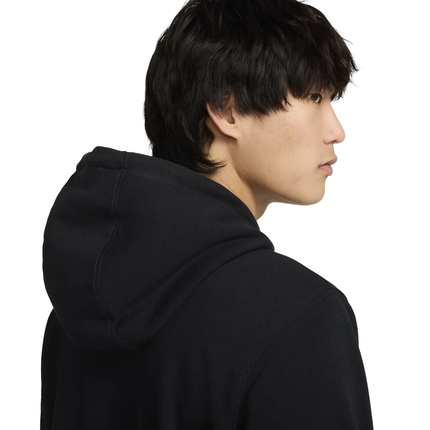 Мужское худи Club Embroided Logo Fleece Hoodie Asia Sizing 'Black' Nike, черный — фото 4
