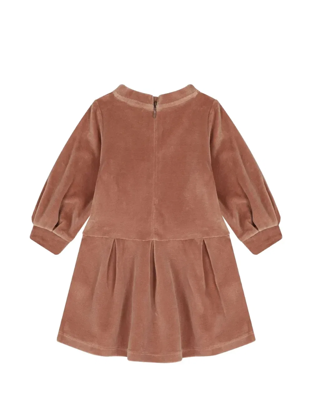 Плиссированное платье с вышивкой логотипа Chloé Kids, коричневый — фото 2