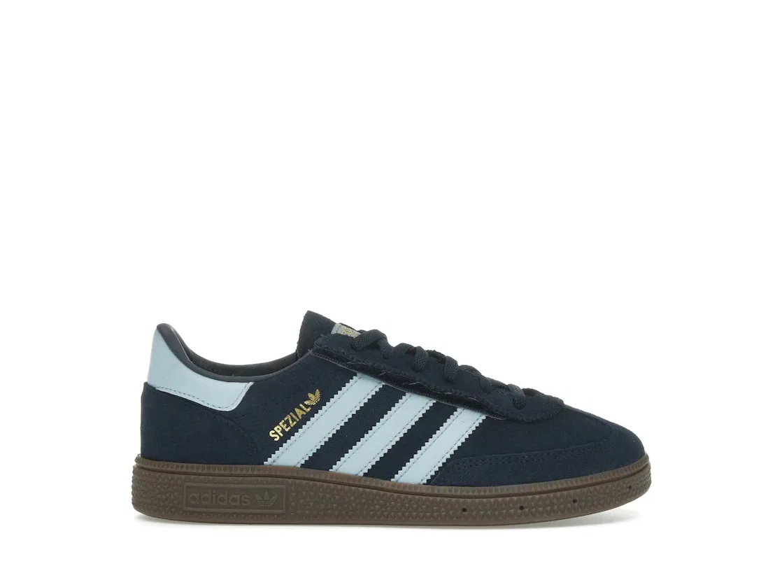 Детские кроссовки для мальчиков с закрыванием на липучке Adidas Handball Spezial Comfort Closure, Collegiate Navy Clear Sky Gum