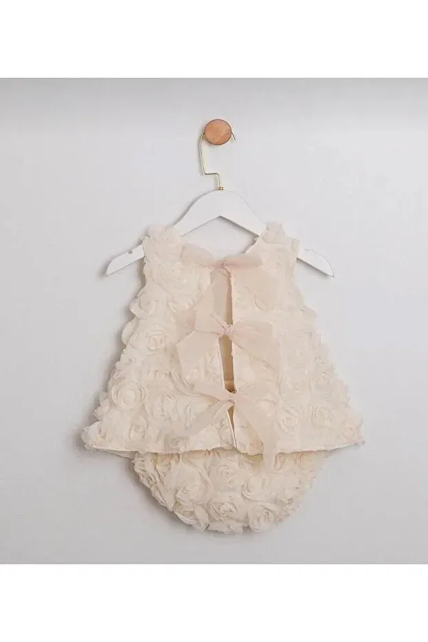 Детский комплект для девочек с 3D розой Baby girl 3d rose detail set special day photo shoot birthday - wedding Generic Brands, Ecru — фото 3
