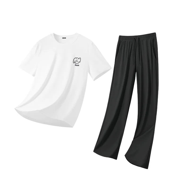 Детский комплект пижам из двух штук MINISO, Цвет: [2 Pack]White (Ma Xiu Dog Journal Chest Logo)+Black