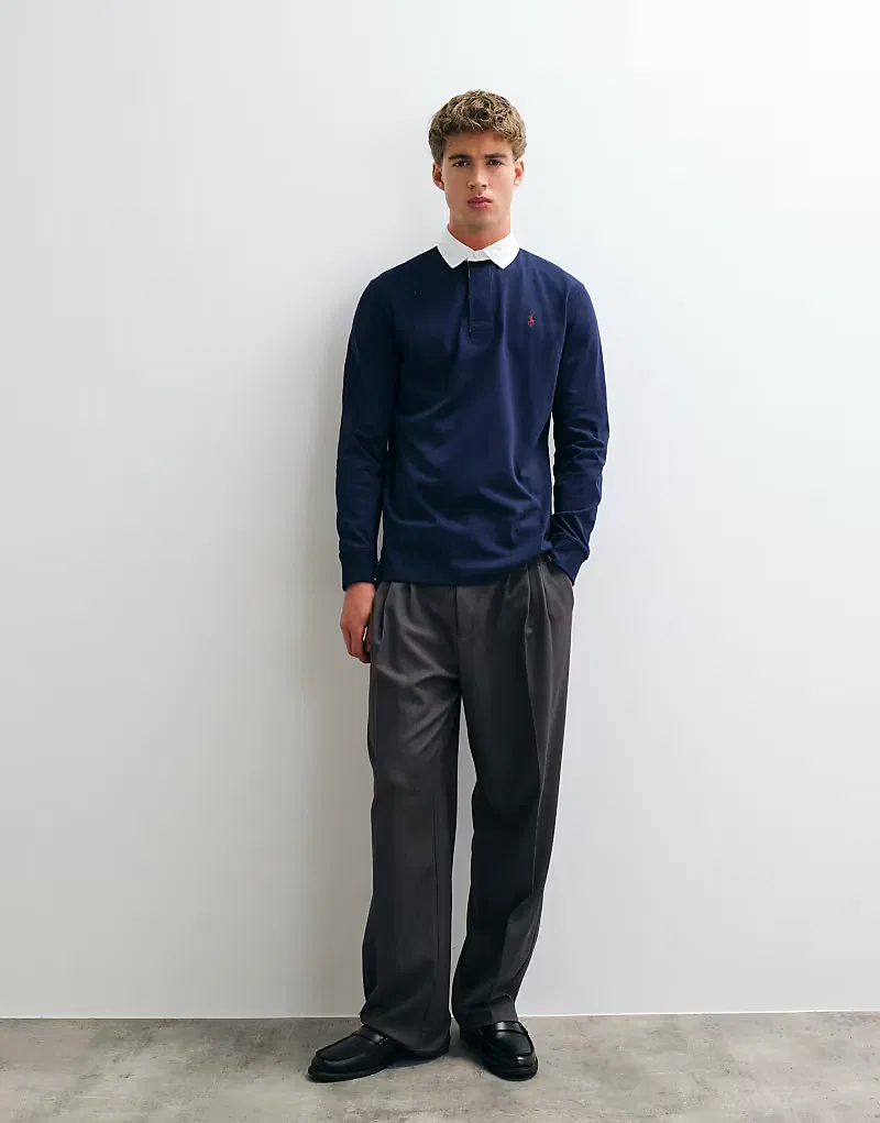 Рубашка-поло с длинными рукавами Polo Ralph Lauren, темно-синяя — фото 2