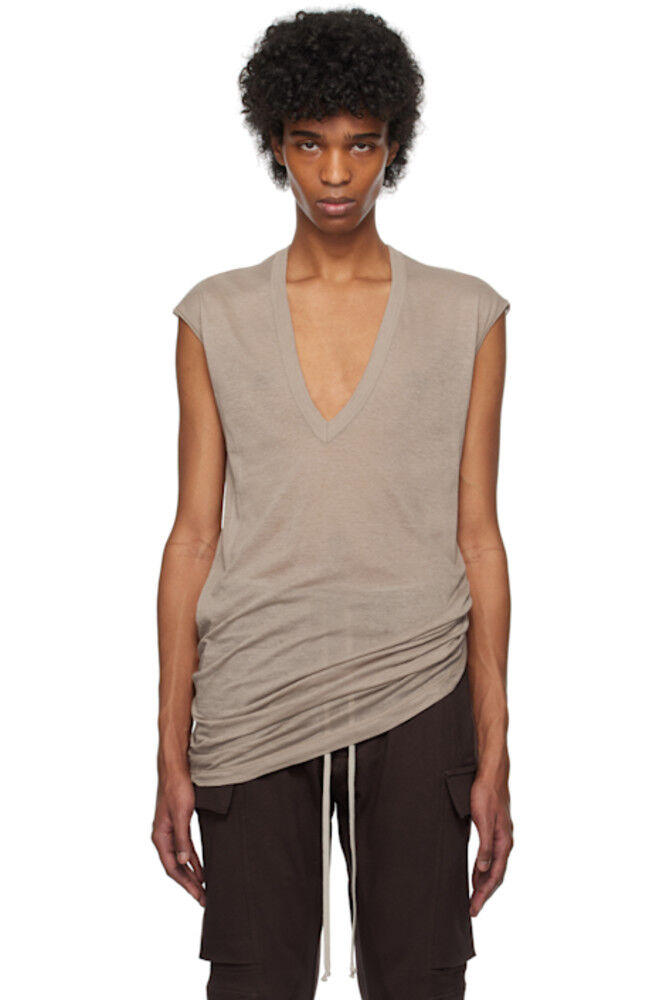 

Футболка Hollywood Deep V SL серо-коричневого цвета Rick Owens