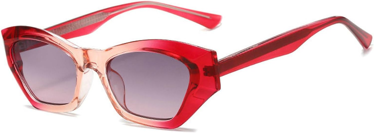 

COTIA Модные солнцезащитные очки в форме кошачьего глаза с многоугольным оправой, двухцветные, в стиле ретро, ​​с градиентным покрытием из TR90, солнцезащитные очки для мужчин с защитой от УФ-излучения UV400, Pink Red