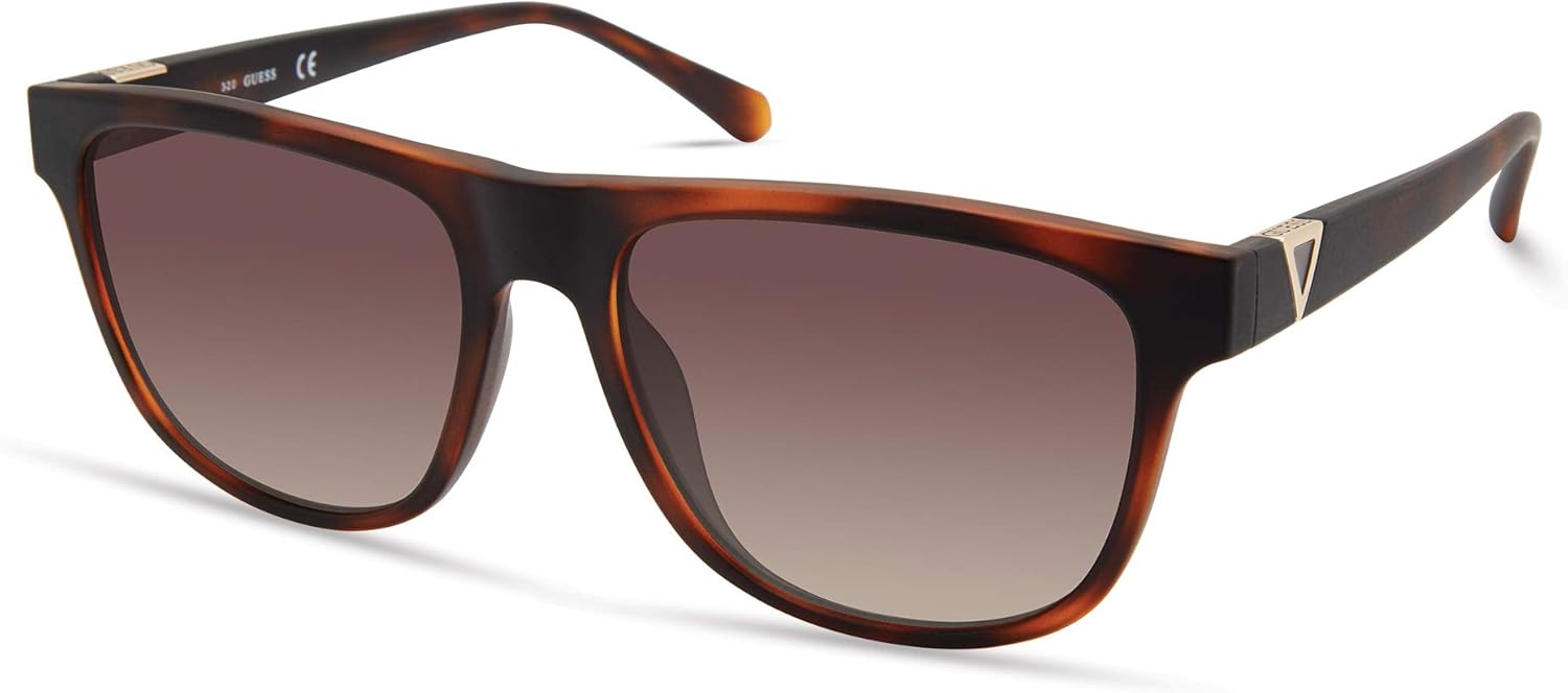 

GUESS мужские очки солнцезащитные Rounded Bottom Square, Dark Havana