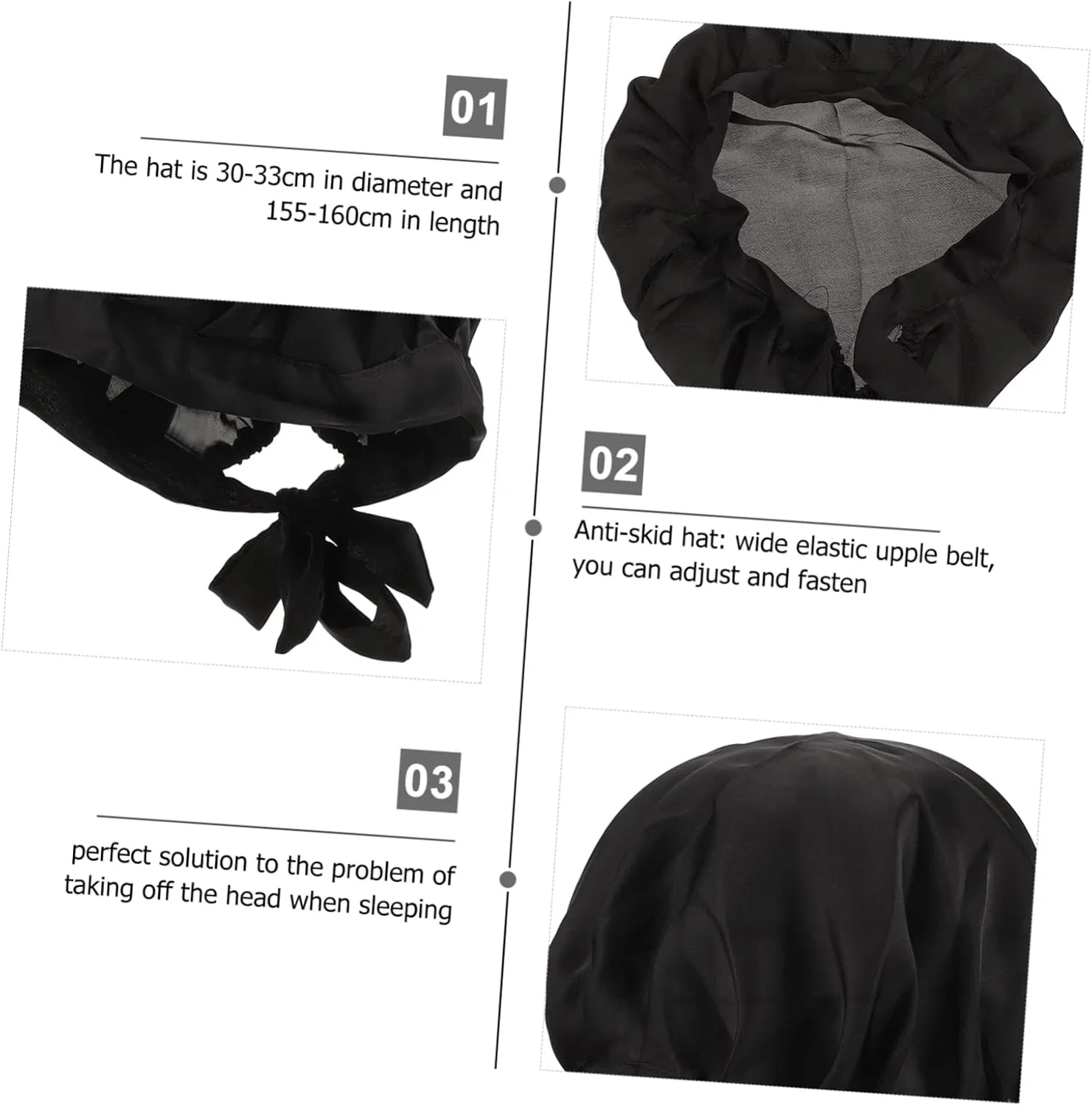 Шапочка для душа Satin, VALICLUD, Black — фото 2