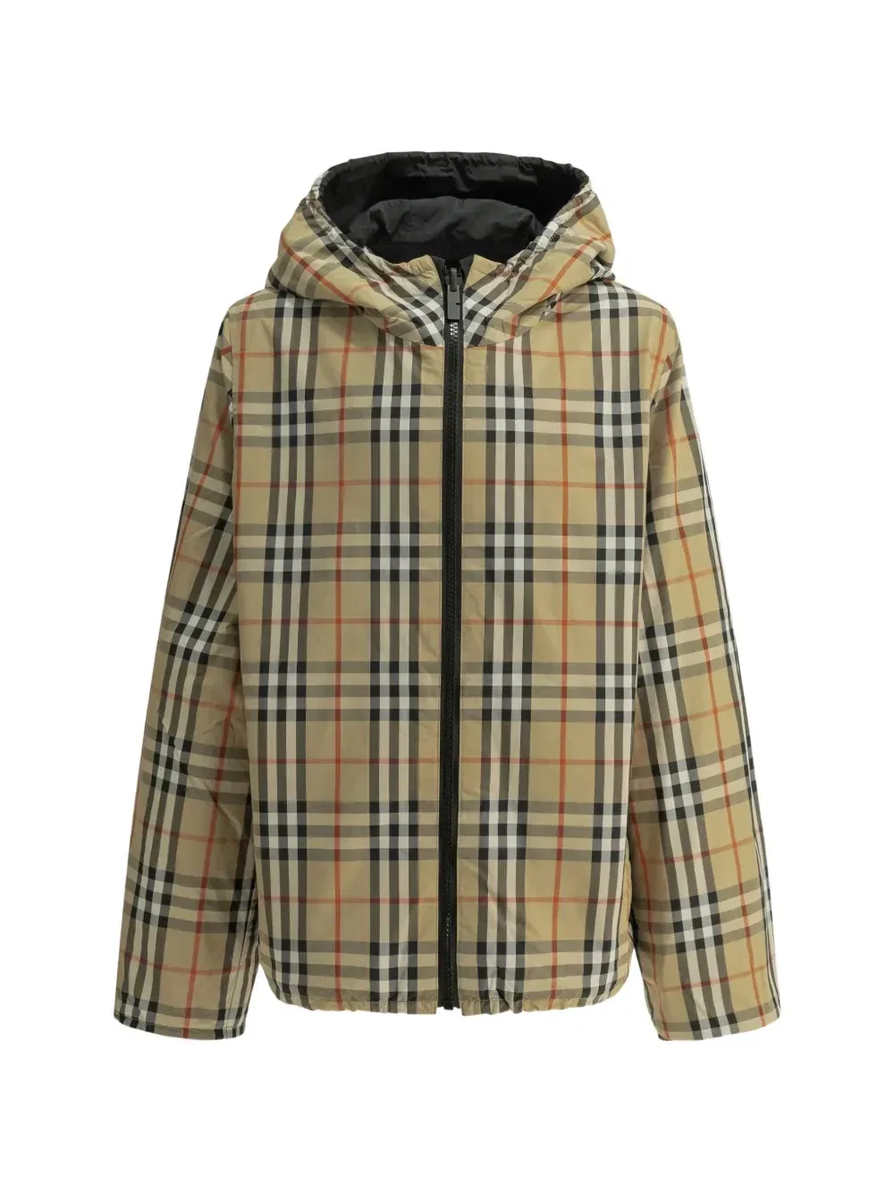 Клетчатая двусторонняя куртка с капюшоном Burberry Kids, бежевый