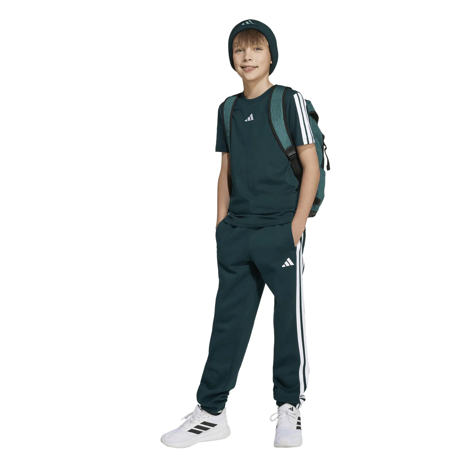 Детская футболка с коротким рукавом Adidas, темно-зеленый — фото 4