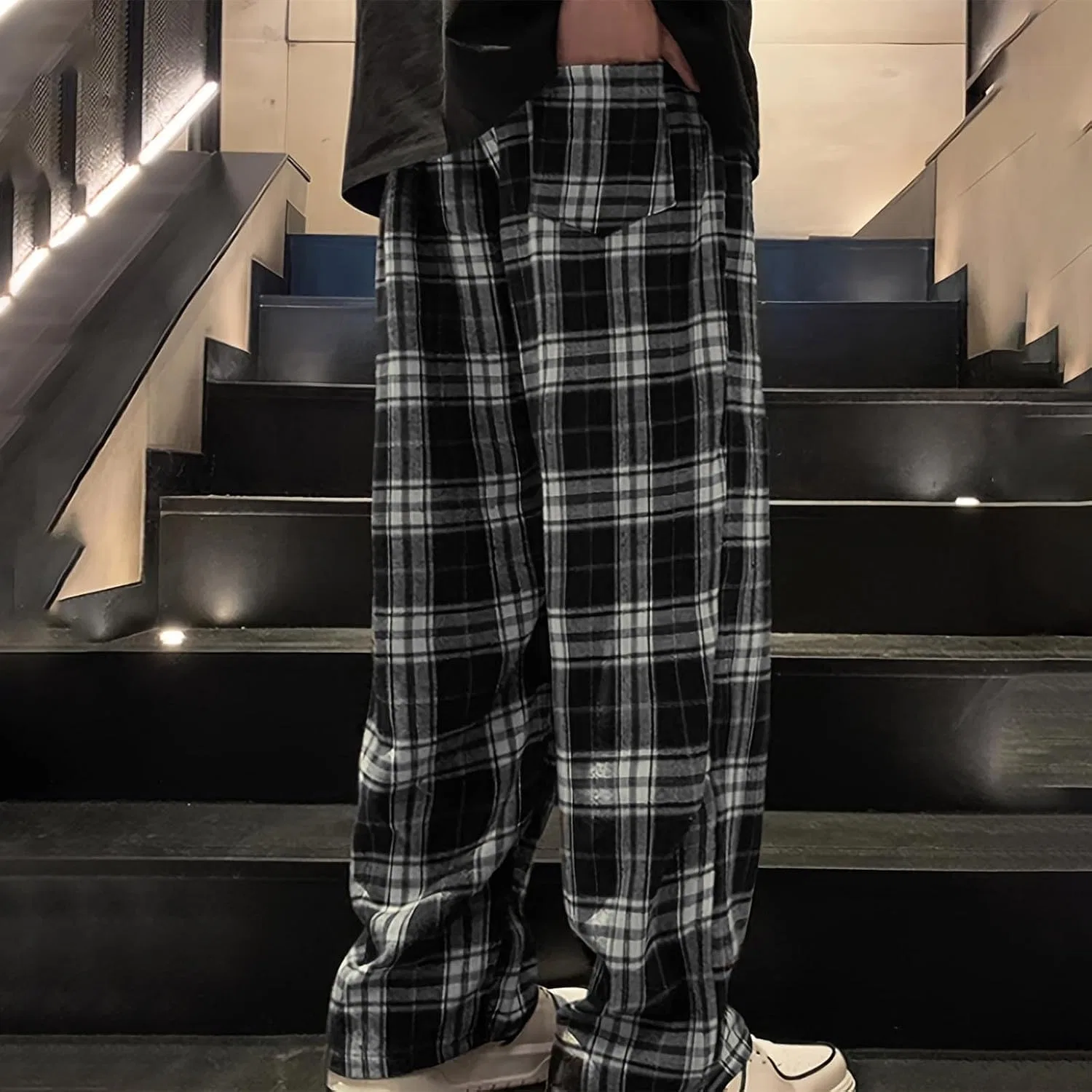 Мужские хлопковые брюки с принтом Classic Plaid, чёрный — фото 3