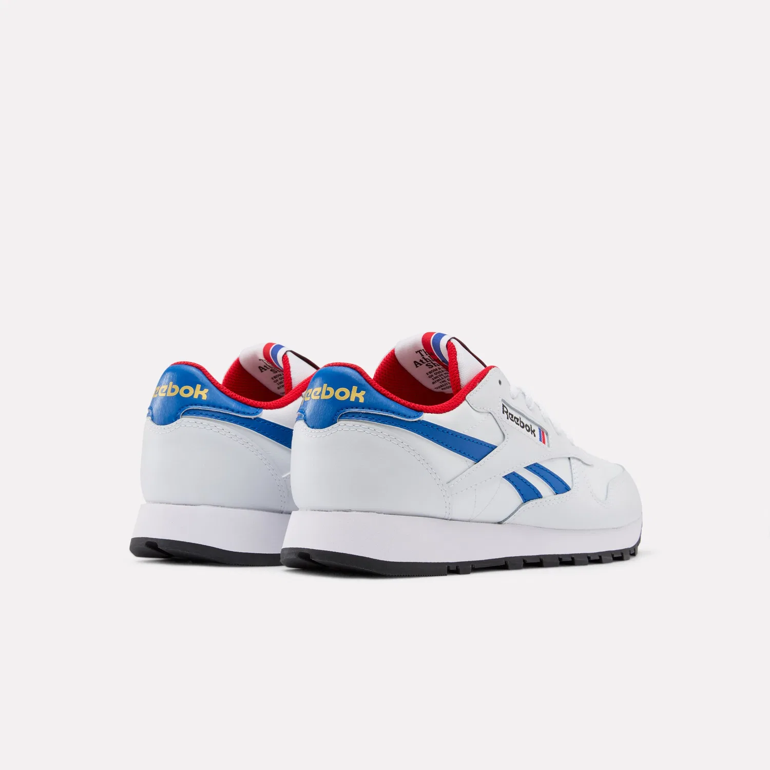 Детские классические кожаные кроссовки Reebok Classic, White/Blue/Red — фото 4