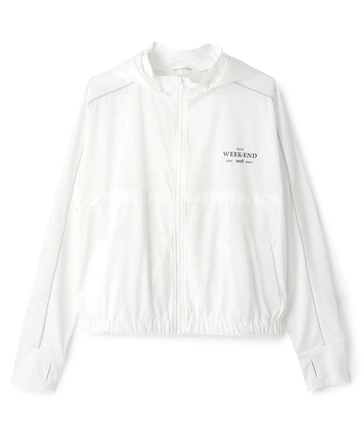 Детский рашгард с капюшоном, UV-защитой, модель с логотипом, pom ponette junior, White