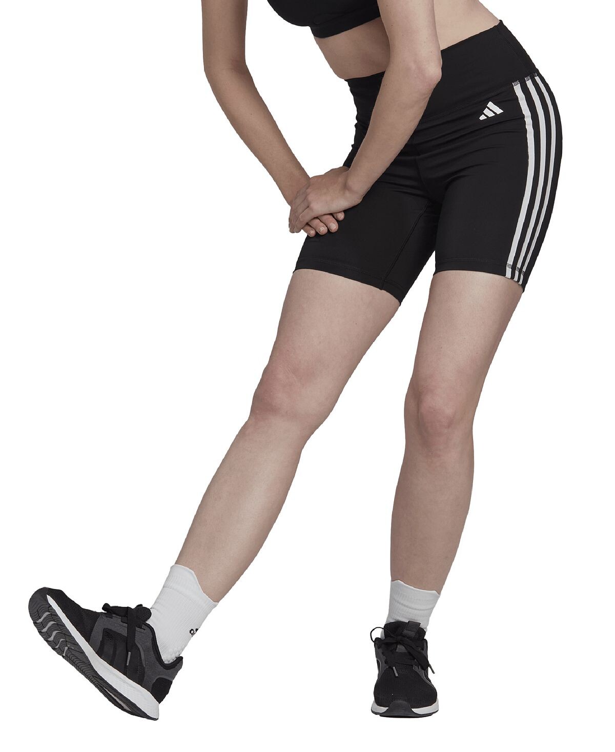 

Женские короткие леггинсы с высокой талией и тремя полосками training essentials adidas, черный