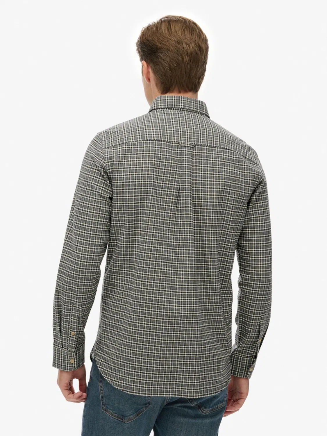 Рубашка оксфордская в клетку Premium Check Superdry, серый — фото 3