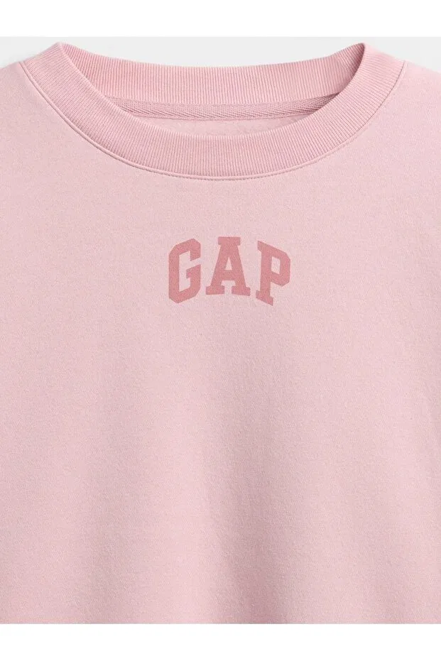 Детское худи для девочек с принтом Oversized D Logo Gap, Light Pink-001 — фото 2