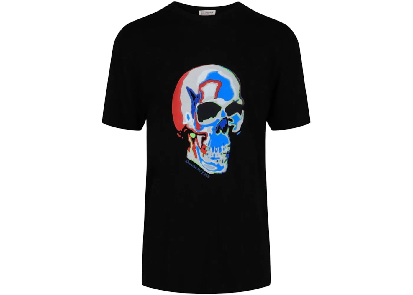 Мужская футболка с принтом Alexander McQueen Solarized Skull Graphic, Black Multi