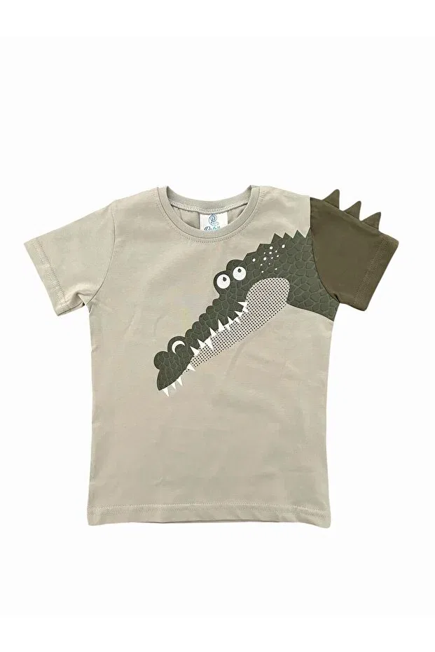 Детская футболка для мальчиков с принтом 3 size timsah design Patriko Tekstil, Light Green — фото 3
