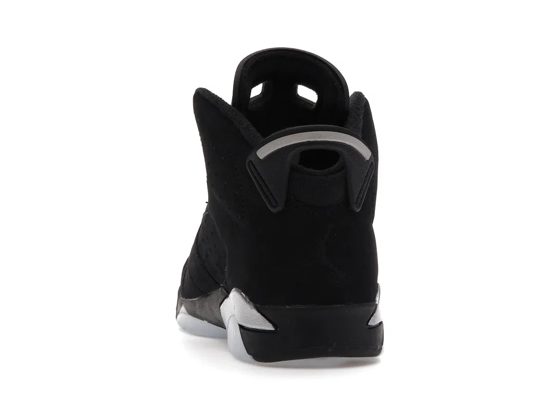 Детские кроссовки с верхом из нубука Jordan 6 Retro Chrome (PS) Jordan, Black/Black/Metallic Silver — фото 4
