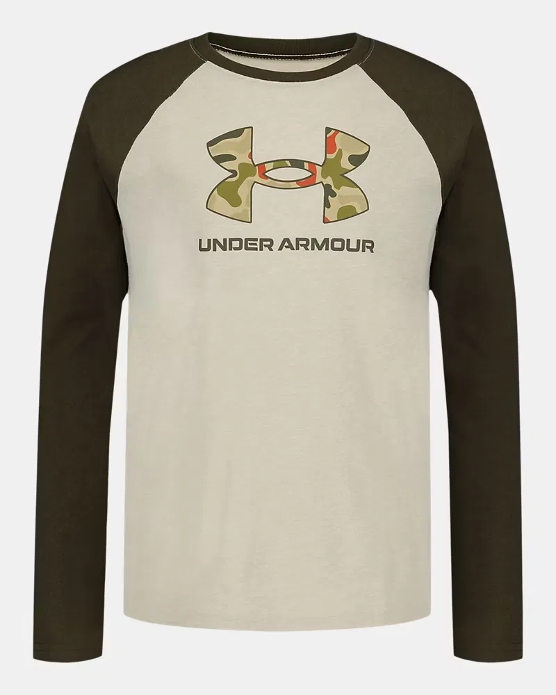 Лонгслив с длинным рукавом реглан и графичным принтом UA Frogskin UnderArmour, Khaki Base Full Heather/Expedition Green