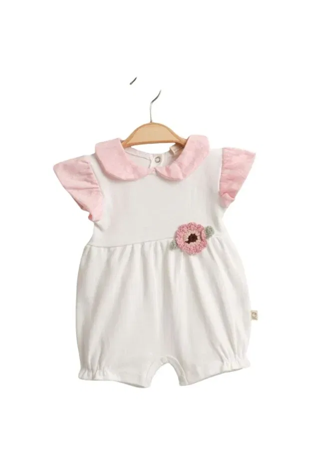Детский комбинезон для девочек с рюшами Ozz Baby, Ecru - Pembe — фото 3