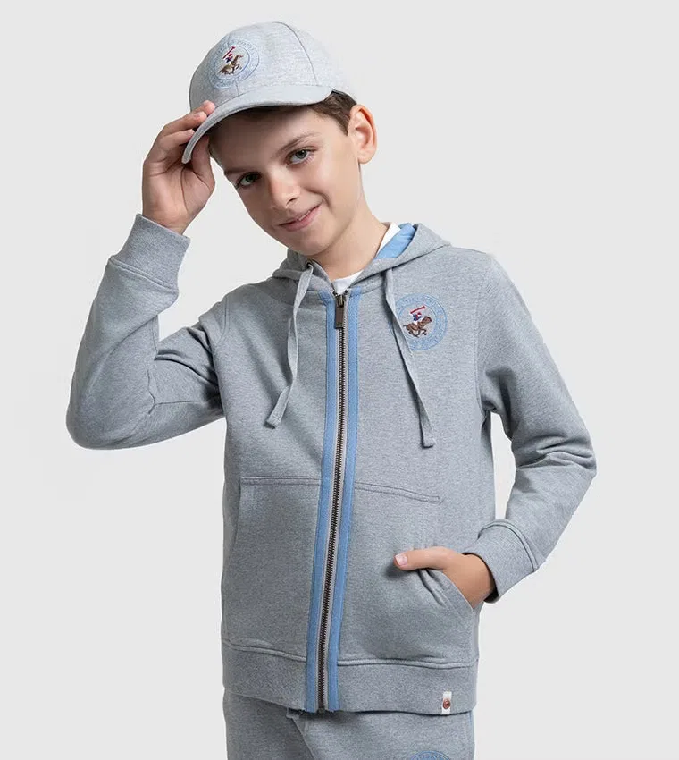 Худи на молнии Full zip Beverly Hills Polo Club, серый меланж